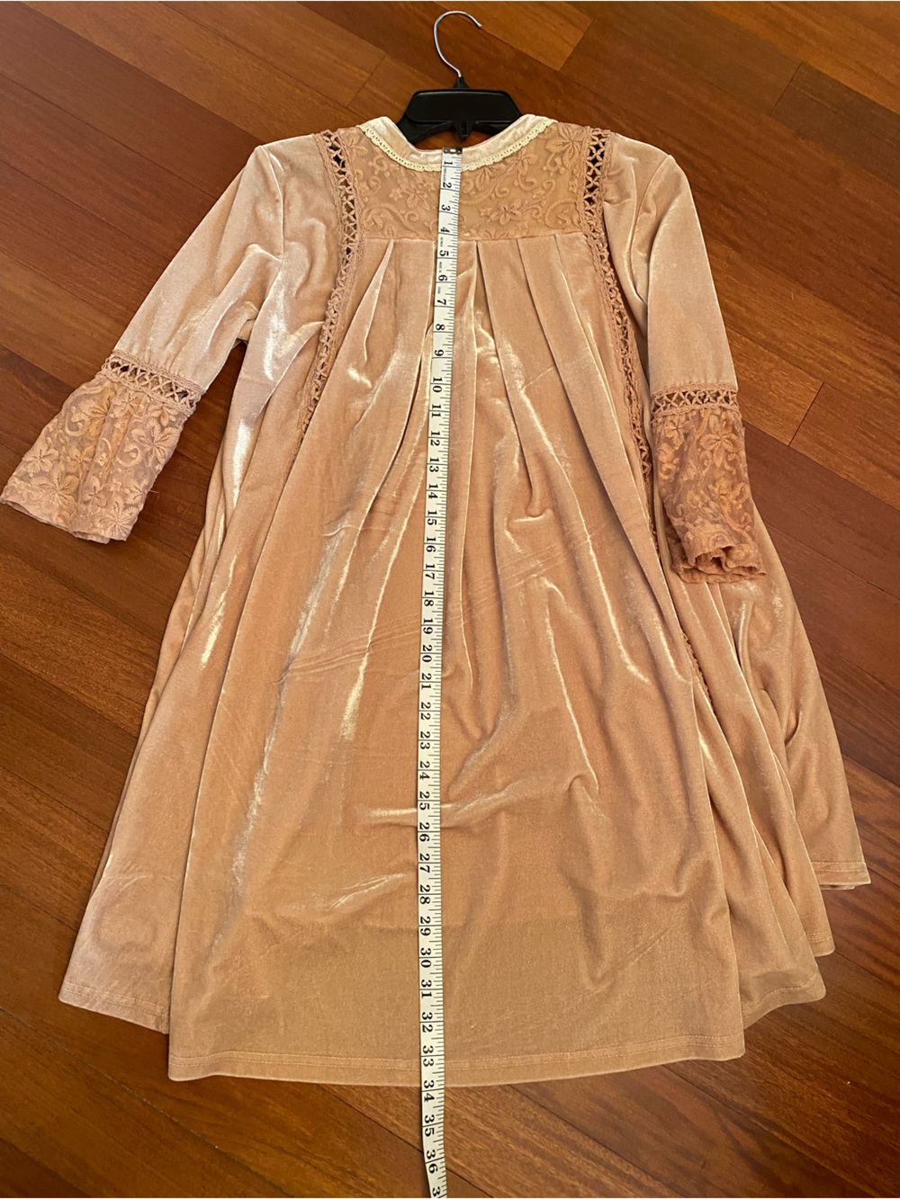 POL Womens V-Neck Velvet Goldenrod Embroidered Boho Floral Tunic/Dress - Sz M - Picture 15 of 16